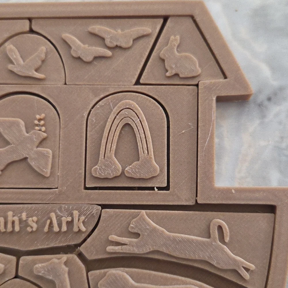 Hand Crafted Noah's Ark Beige Puzzle for Kids